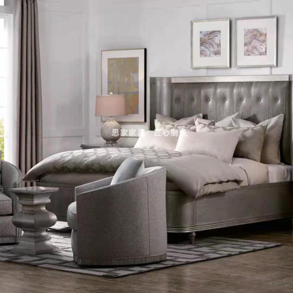 床美式床家具美克art莫里印象鳄鱼纹皮床美家轻奢1815床 床 1800*2000