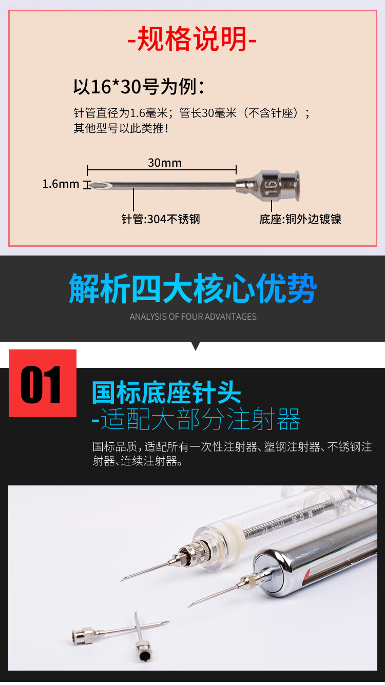 针头兽用不锈钢兽医注射注器针头猪打针注射器针头牛猪场器材 7*13