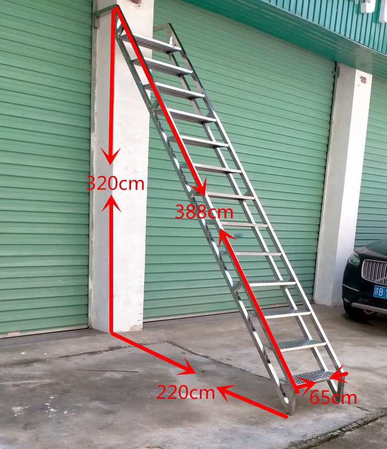 咕咕爱 不锈钢爬梯304室内外阁楼天台登高梯工业用梯移动梯直梯工程梯