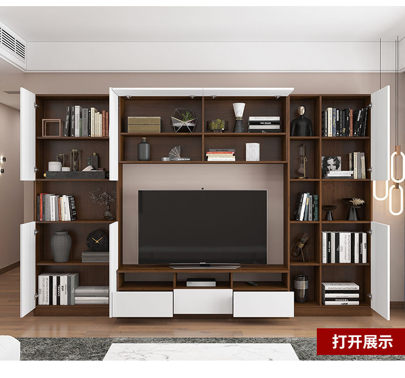 电视柜带衣柜衣柜电视柜一体北欧电视柜背景墙一体客厅多功能组合墙