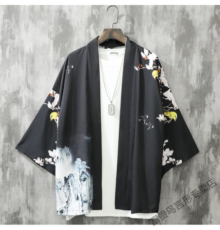 富贵鸟夏季七分袖衬衫男羽织中国风男装古风仙气汉服道