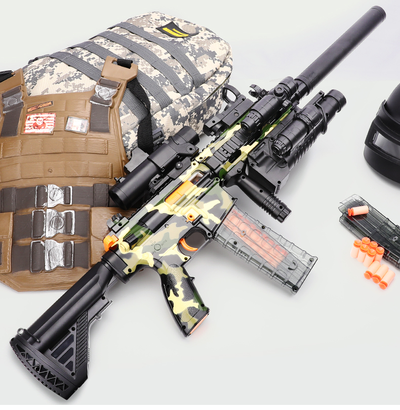 儿童玩具枪波箱版m416手自一体儿童玩具软弹枪连发电动小枪吃鸡全装备