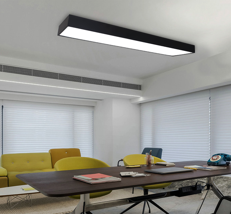 办公室led吸顶灯具简约创意商场写字楼走廊店铺工装长条灯黑1500200配