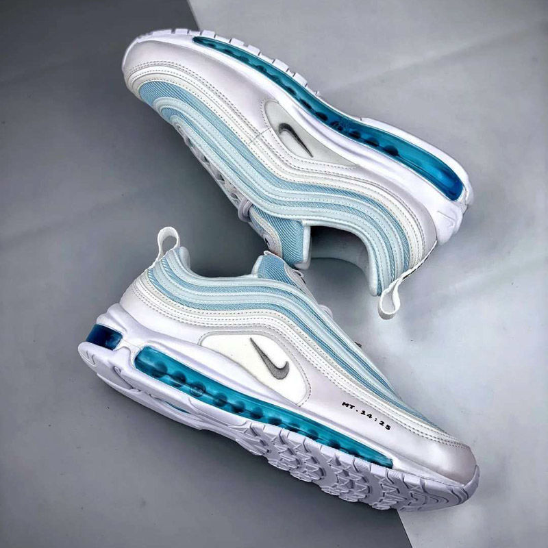 airmax97耶稣圣水万花筒银头全掌气垫跑步鞋921826101蓝勾圣水带配件
