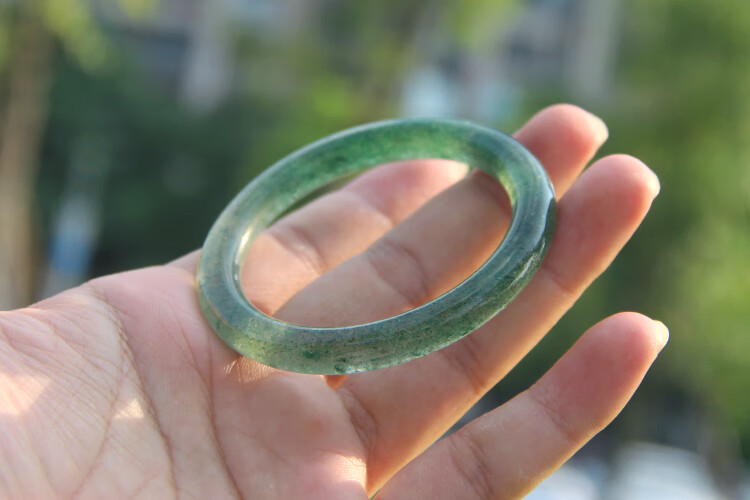 拾吟 天然绿草莓晶手镯 冰种草莓晶水晶青翠绿细圆条镯子 9号- 圈口52