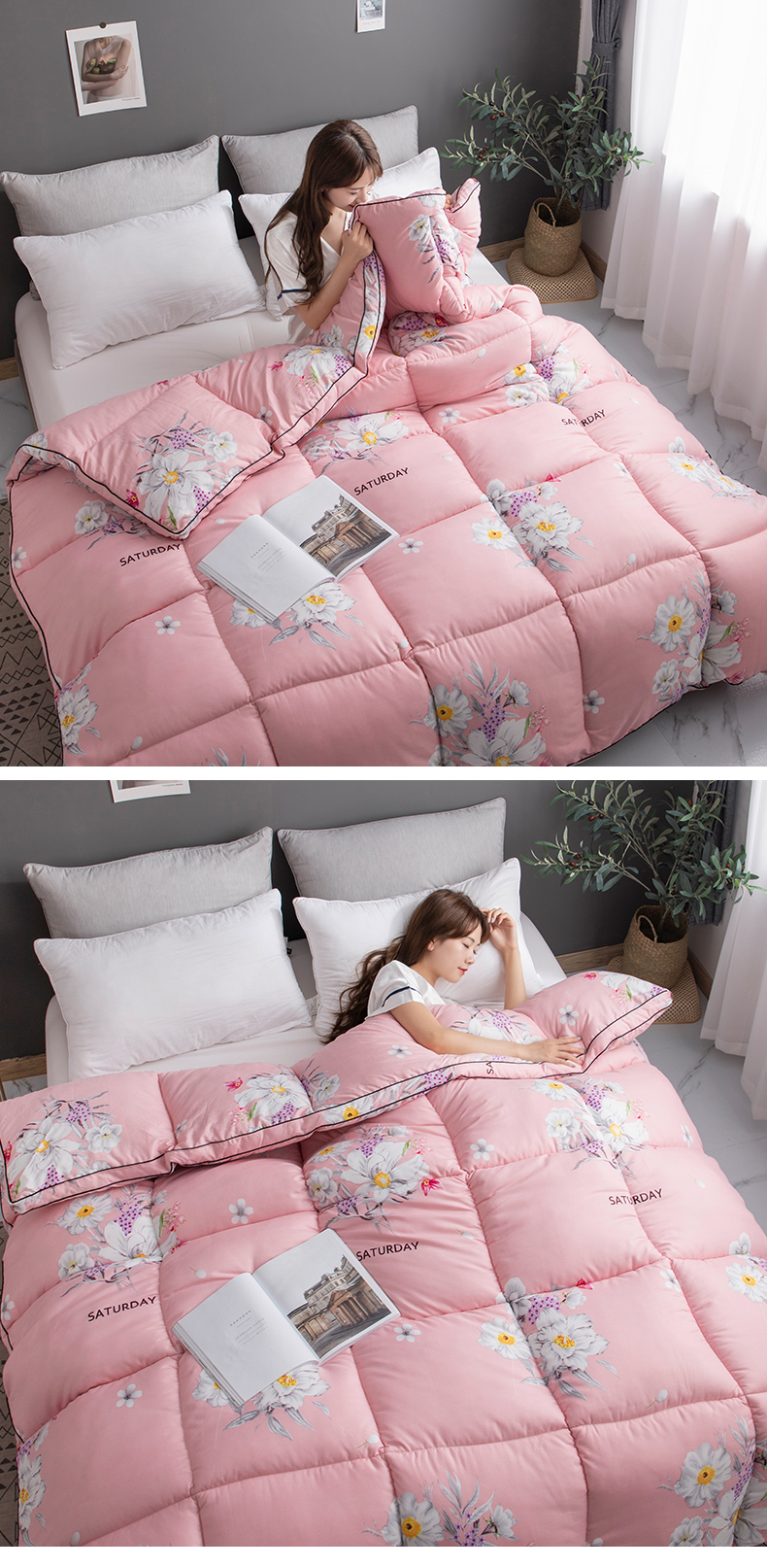 北极绒家纺被子冬天加厚保暖羽丝绒被芯学生宿舍印花秋冬被单人双人四