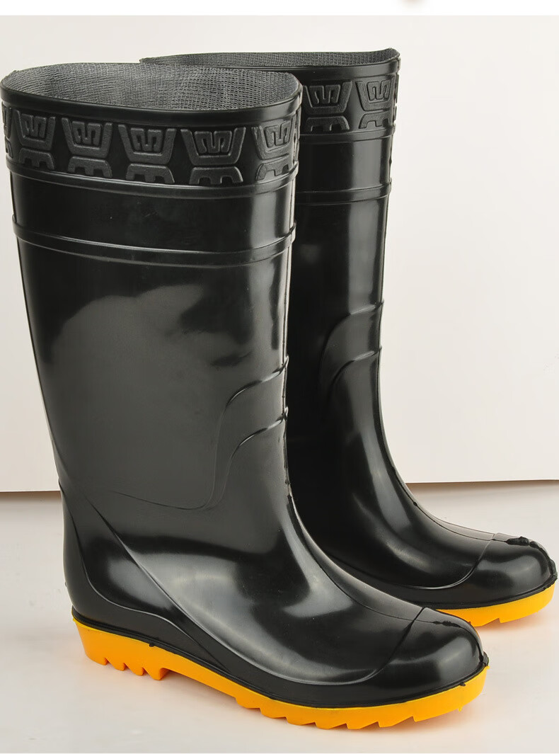 耀峥劳保男士中高筒牛筋底防滑工地雨靴水鞋水靴防水胶鞋雨鞋 高筒