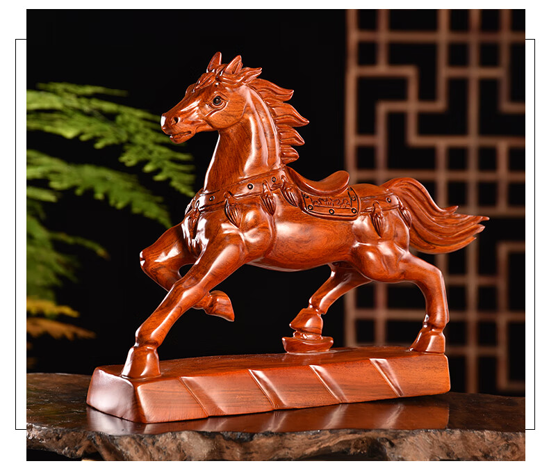 花梨实木雕刻生肖马木雕马摆件实木战马家居客厅办公室桌面装饰工艺品