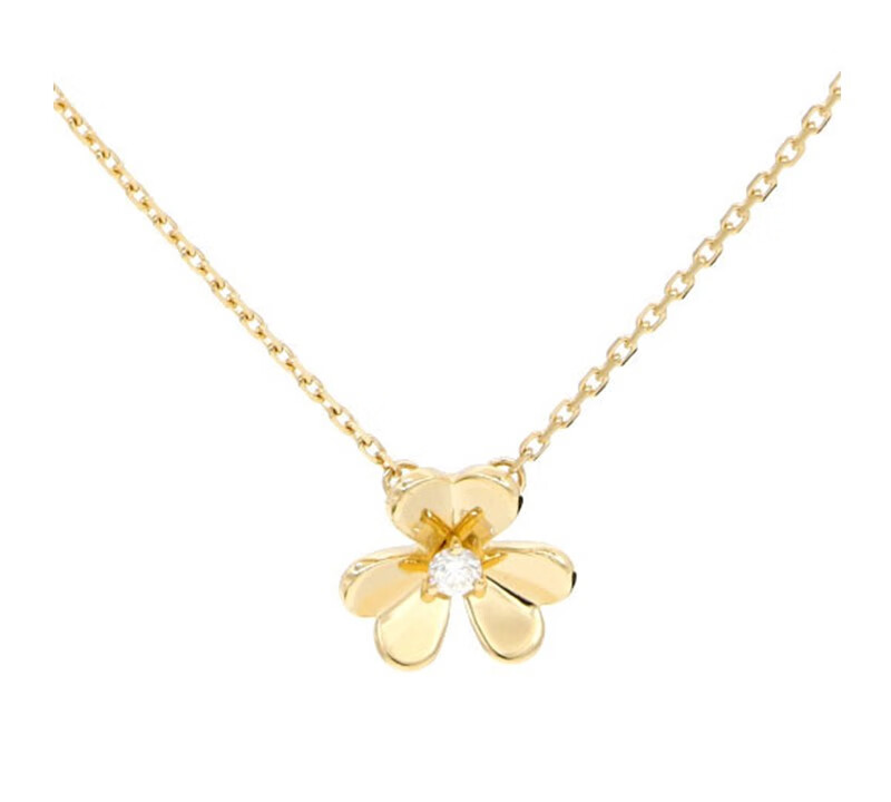 vca/梵克雅宝咏绽项链frivole系列k金心形花瓣镶钻迷你款项链 0.