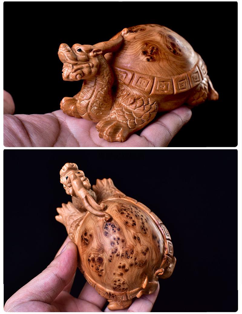 太行崖柏木雕龙龟摆件 满瘤疤雀眼手把件 高油性家居木质 工艺品 摆件
