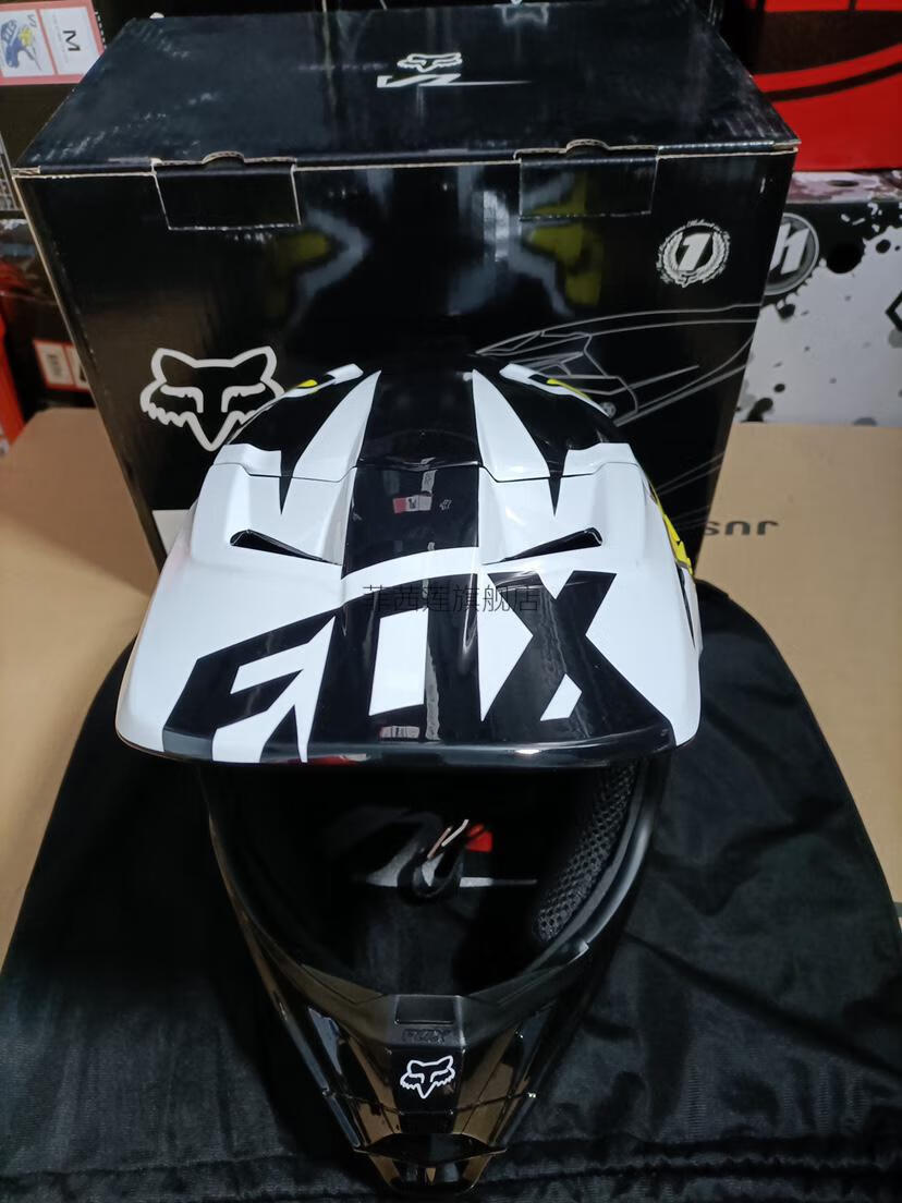 fox越野摩托车头盔美国fox男四季越野摩托车机车一体式头盔林道耐力摩