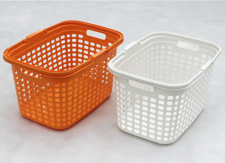 超市手提篮购物篮蓝子加厚大号篮子买菜购物筐塑料框子新款大号橙色