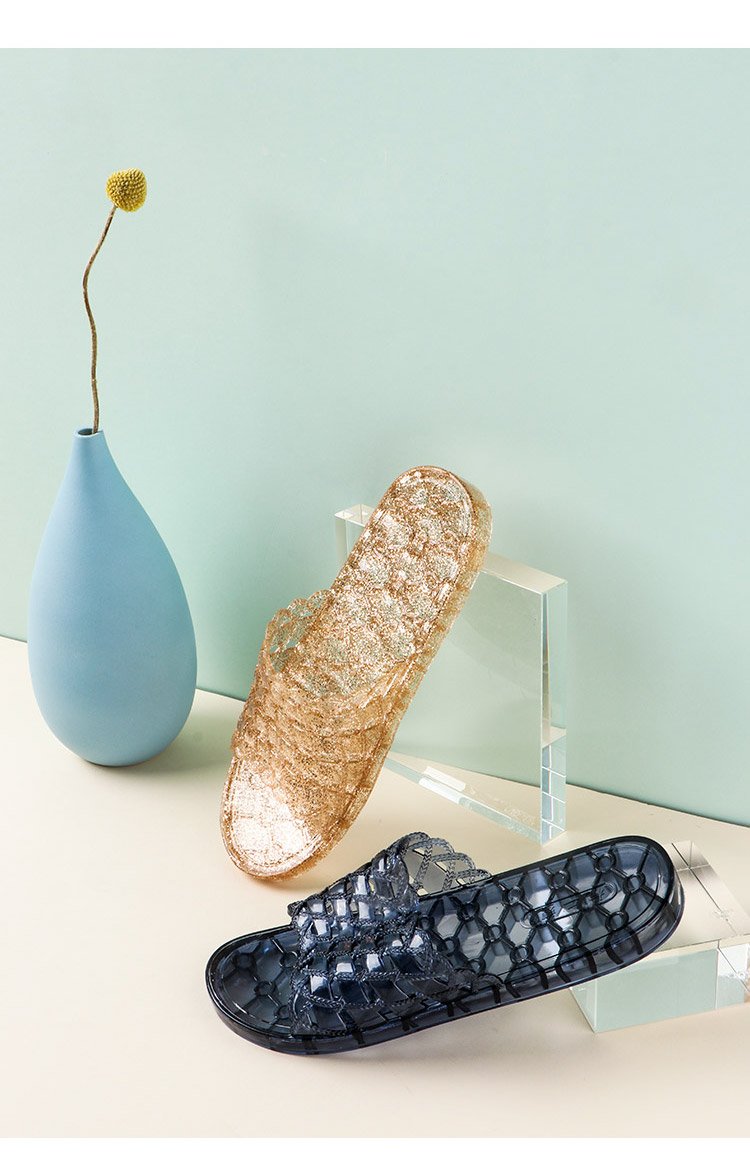 广东老式凉拖鞋扡鞋妈妈扦鞋女水晶塑料胶鞋扦鞋浴室防滑速干外穿耐磨