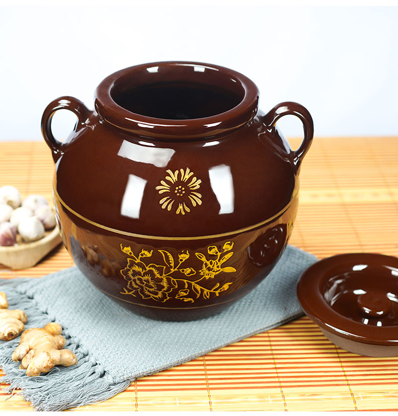 陶瓷罐 猪油罐 油坛子耐高温猪油罐子陶罐装油50斤20瓷家用带盖的陶瓷