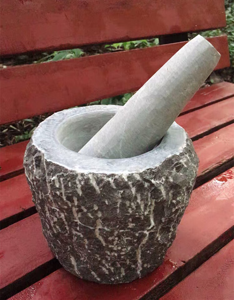 捣药罐天然纯打造山东淄博天然青石捣蒜器石臼研磨器蒜石臼子 纯蒜臼