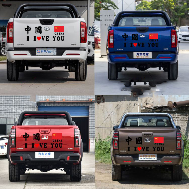 dmax车贴域虎改装车身拉花风骏57皮卡货厢贴画尾箱贴狮子白色进口材质