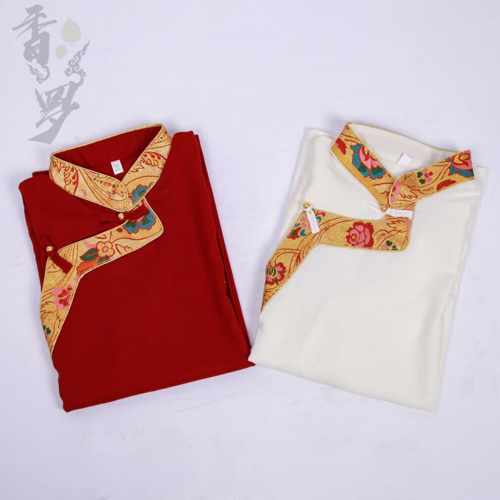 藏服装男藏装男士加金边藏服衬衫上衣西藏装安多男四季藏搭配内衬衣