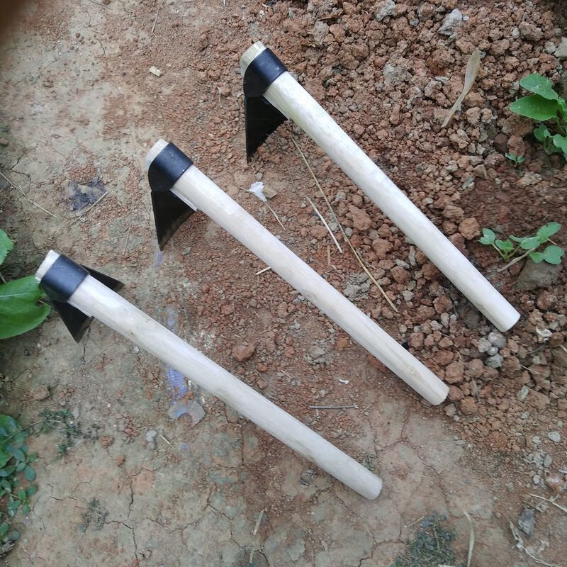 小锄头带把锰钢园艺种花种菜工具园艺除草耙子户外种菜园林 木柄小锄