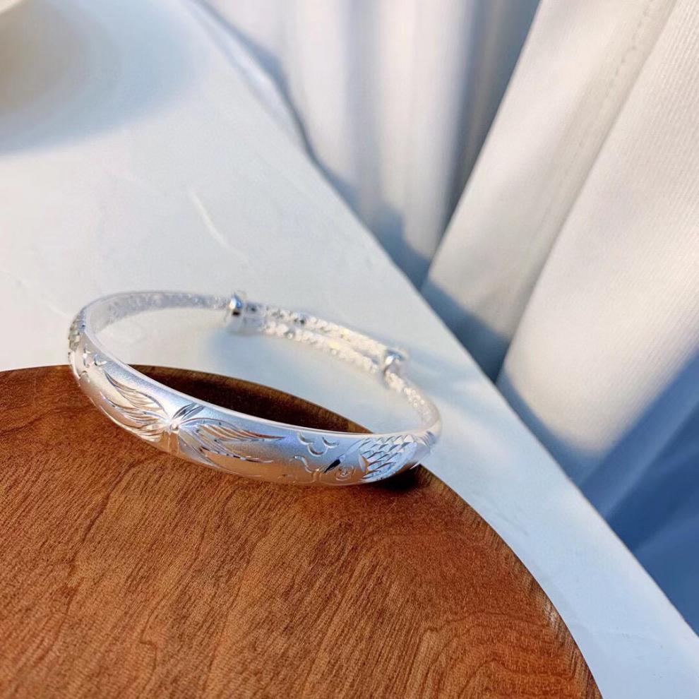 老凤祥款式正生银饰龙凤银手镯女纯银母亲节礼物送妈妈实用款999足银