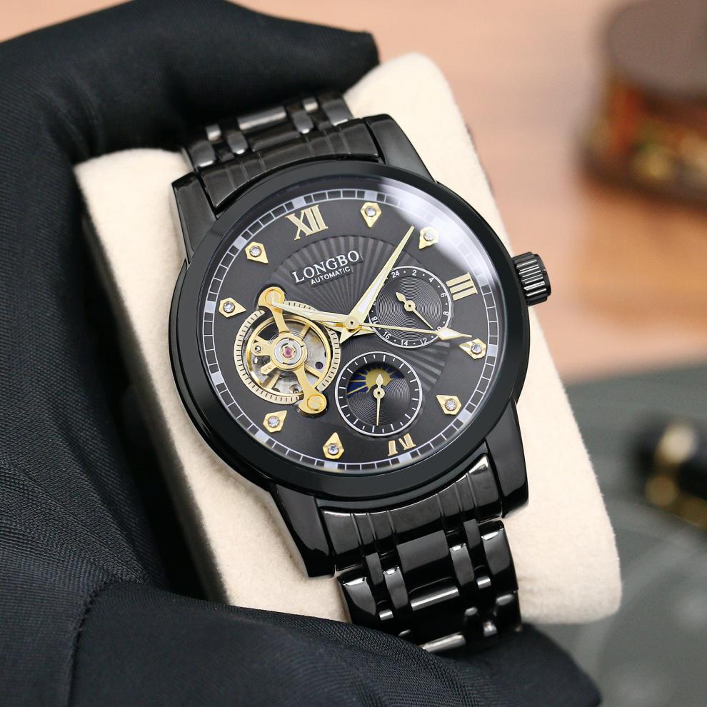longbo龙波品牌新品全自动镂空透底机械表男士腕表日月星辰 83242