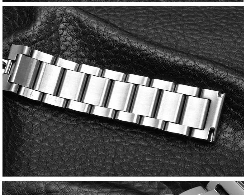 汉密尔顿表带钢带黑色不锈钢手表带男 代用万宝龙汉密尔顿名士精钢