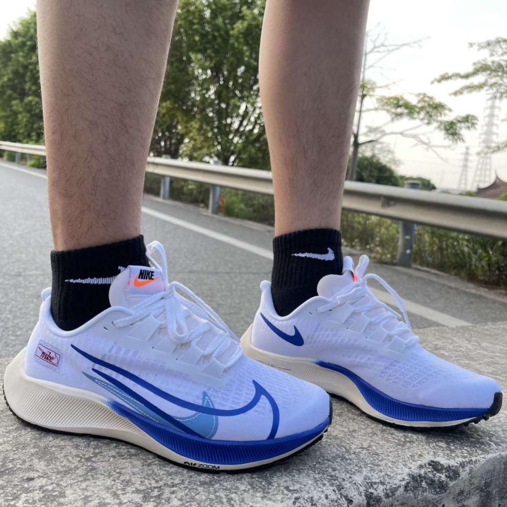 飞马登月37代zoom气垫缓震运动鞋男体考跑步鞋轻便网面鞋 黑绿 40