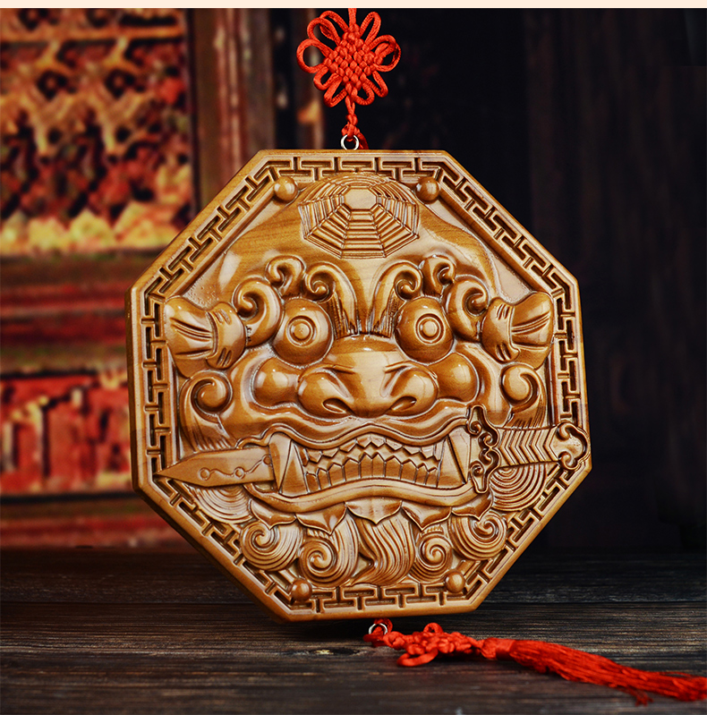 兴润阁桃木兽头八卦镜挂件狮咬剑虎头兽头虎头镜厕所卫生间门对门小号