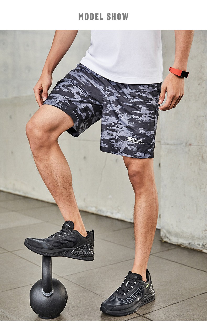 安踏运动裤男裤新款夏季透气梭织五分裤官网旗舰迷彩裤子斑驳迷离迷彩