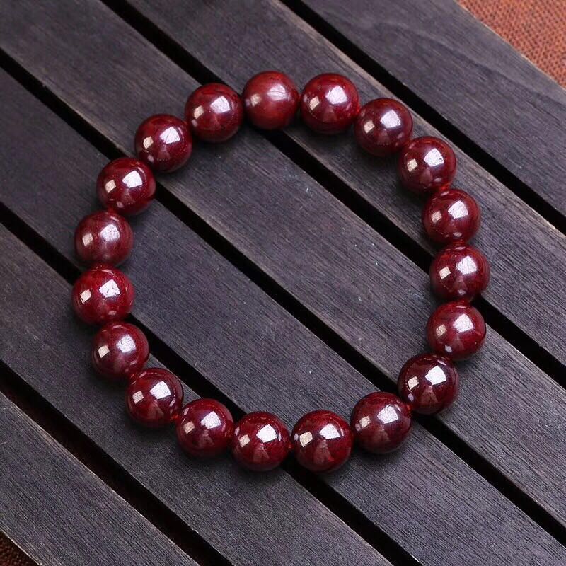 木晶阁高含量原矿天然朱砂原石晶体紫金砂手链上等老料朱砂手6mm