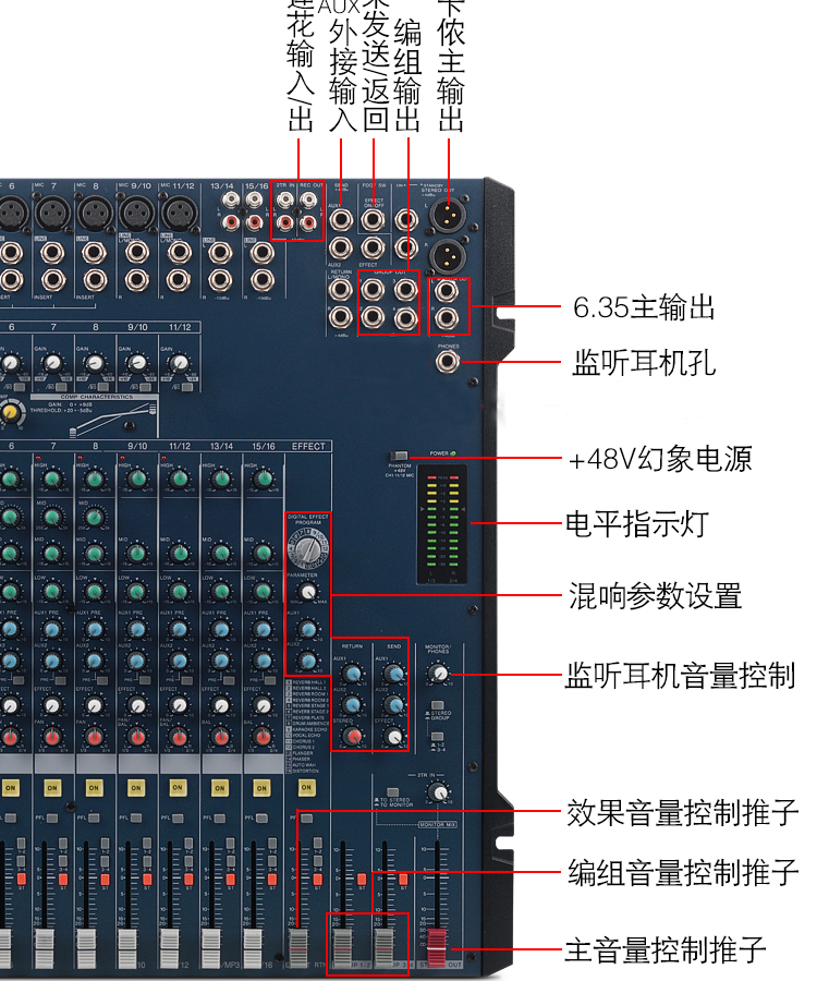 适用yamaha/mg166cx调音台8路12路16路带效果器舞台演出 mg124cx