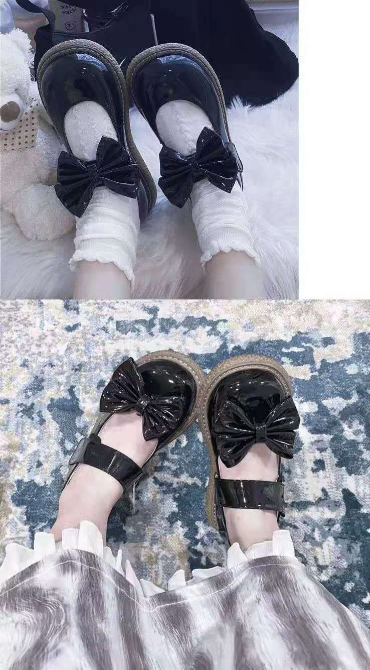 songjiqq糖jk鞋lolita鞋子女可爱软妹小皮鞋女大头鞋圆头日系搭配蝴蝶