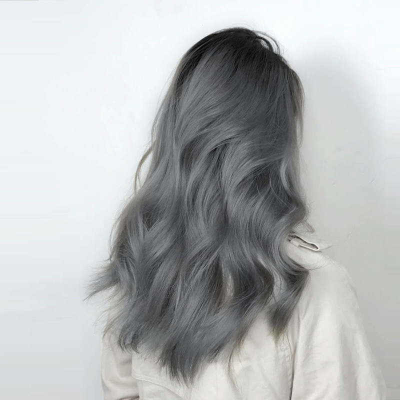 2021新款奶奶灰染发膏灰色蓝灰色流行色自己在家染头发 奶奶灰 褪色膏