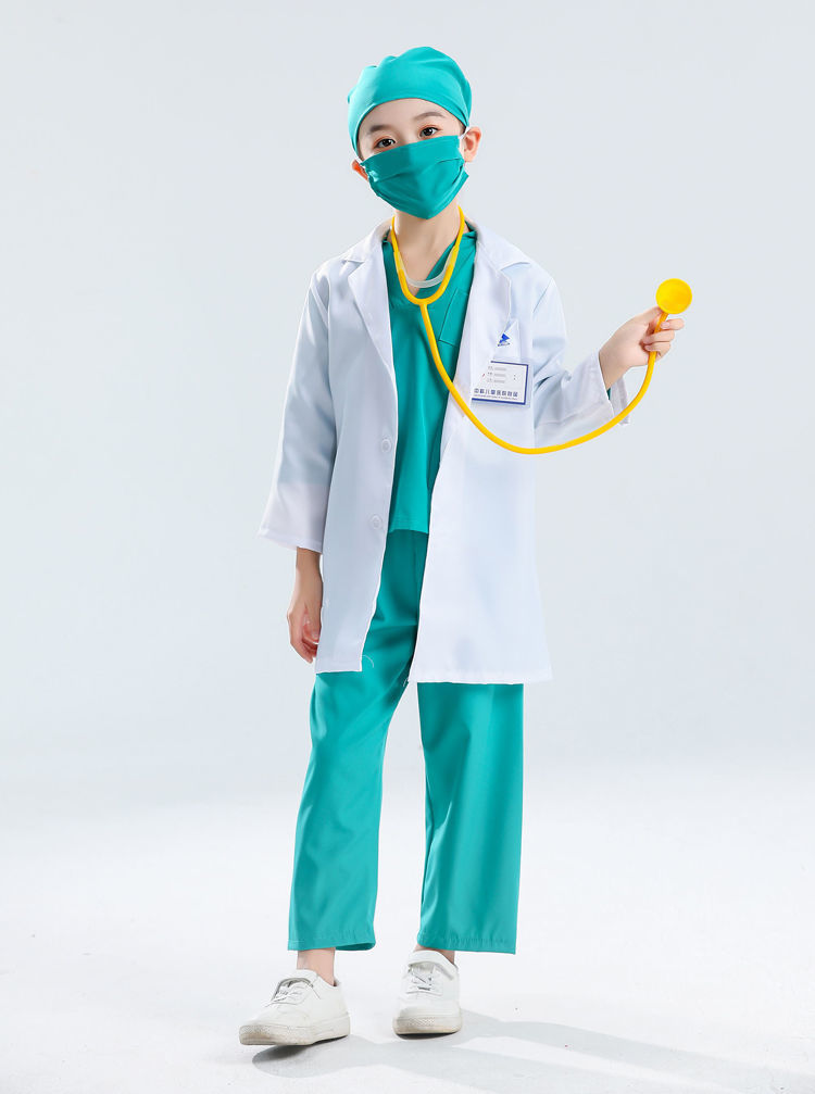 士尼旗舰店儿童小医生服装角色扮演白衣天使服纯棉套装幼儿园白大褂