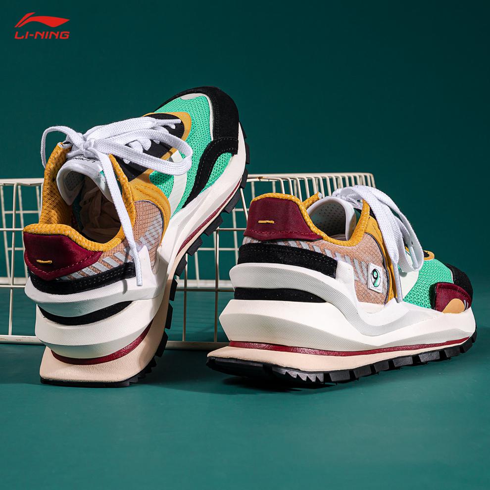 中国李宁女休闲鞋方圆92时装周走秀鞋v8复古老爹鞋运动休闲鞋 玉霜绿