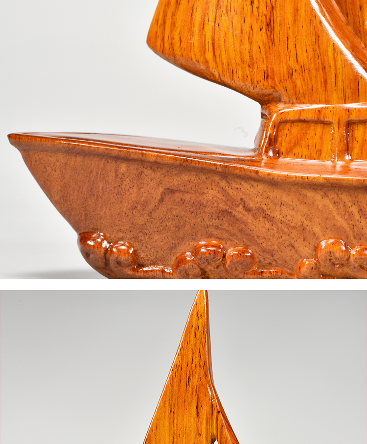 思古木雕一帆风顺摆件实木雕刻工艺品龙船摆件客厅办公装饰公司乔迁