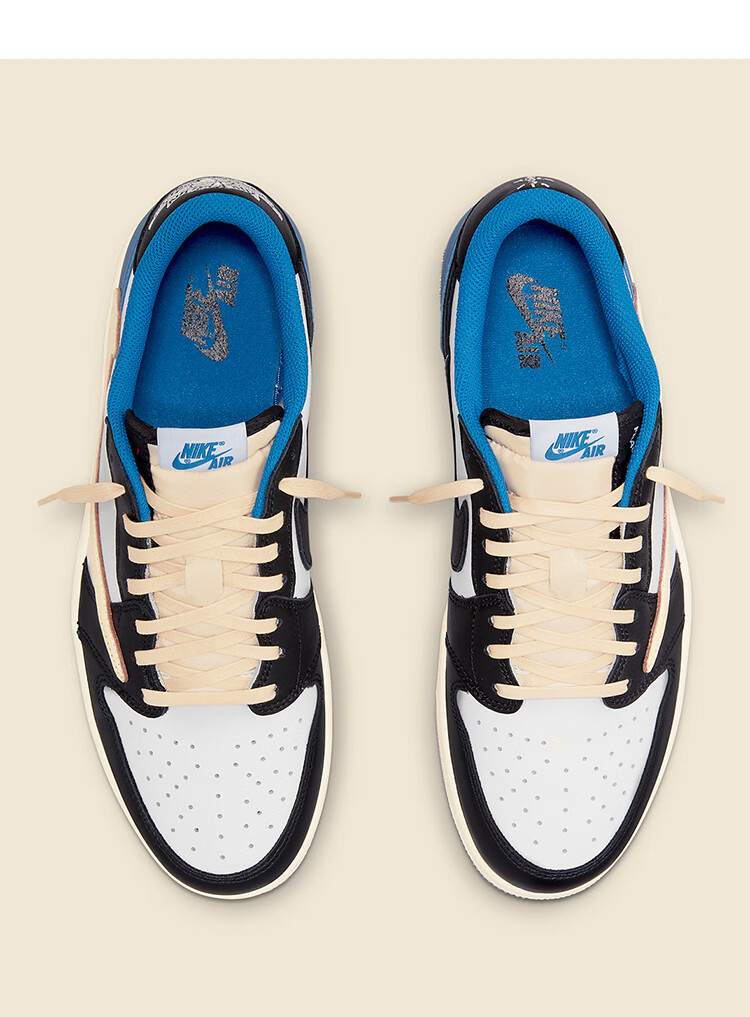 耐克(nike)air jordan 1 aj1 倒钩白蓝藤原浩闪电ts低帮 dm7866 140白