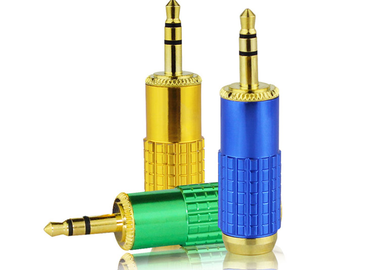 5焊接头3.5mm耳机立体声音频插头小三芯3节端子电脑音箱diy接头 绿色