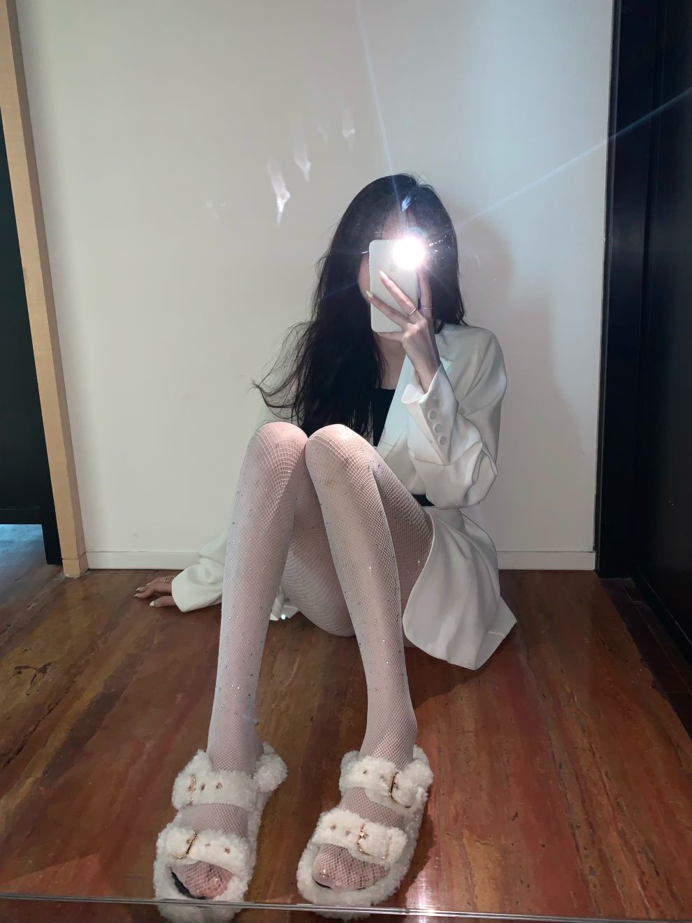 渔网袜女秋冬镂空黑色网袜潮白色蕾丝丝袜 烫钻肤色 其他尺寸