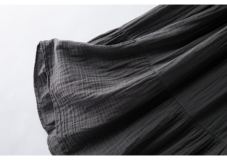 裳冉小众设计感裙子复古烟灰色中长款连衣裙轻奢仙女裙蛋糕裙深灰色