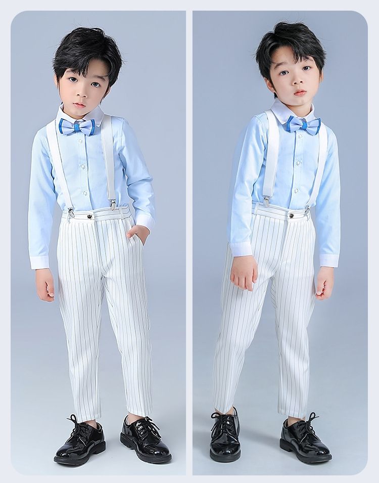 创木森男童主持人服装夏季小男孩朗诵比赛表演服儿童西服套装中大童