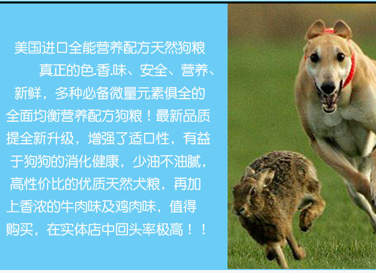 特价格力灵缇惠比特细狗幼犬成犬犬粮小狗专用狗粮20斤40斤20斤