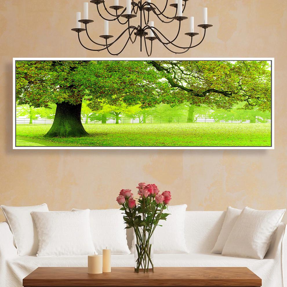 山水画客厅风景 现代简约装饰画风景绿色大树墙壁画卧室餐厅树木森林