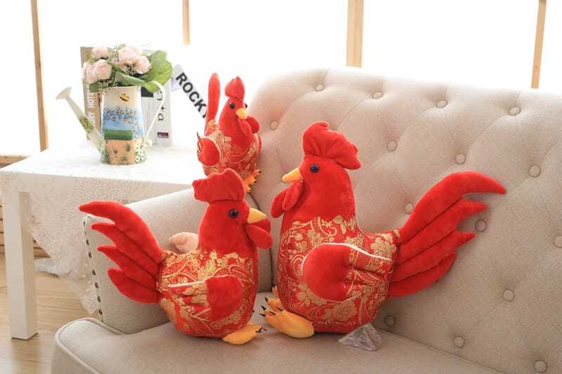 商城同款红色大公鸡公仔鸡年吉祥物毛绒玩具生肖玩偶小鸡布娃娃活动