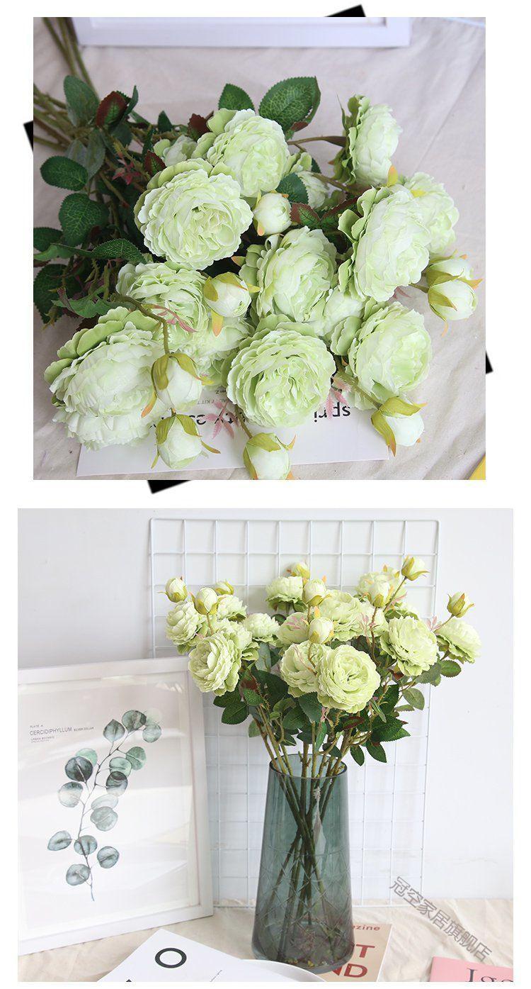 纯门德国guanmen仿真牡丹花玫瑰花束家居客厅落地装饰干花假花绢花