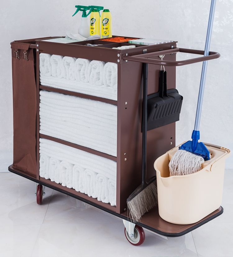 阿斯卡利酒店客房多功能手推布草车保洁工作车清洁车布袋客房口卫生