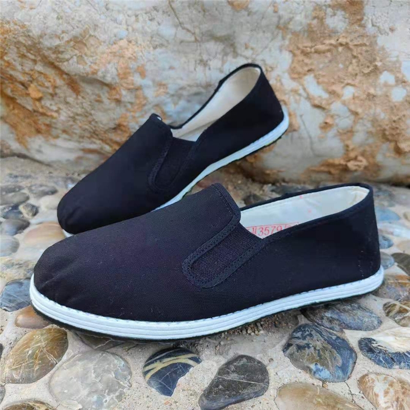 民路宝男鞋布鞋老北京军板鞋特大号军单女千层底布底透气吸汗防臭黑色