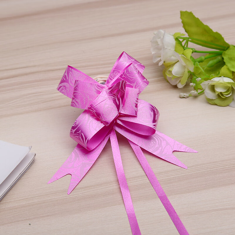 e-makeup)装饰拉花彩条玫瑰金边蝴蝶结手拉花礼品包装婚庆彩带扎花18