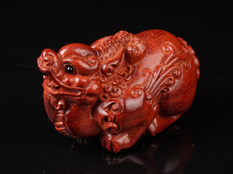 艺永轩 非洲小叶紫檀貔貅把玩件红木雕绿檀文玩木动物工艺品手把件