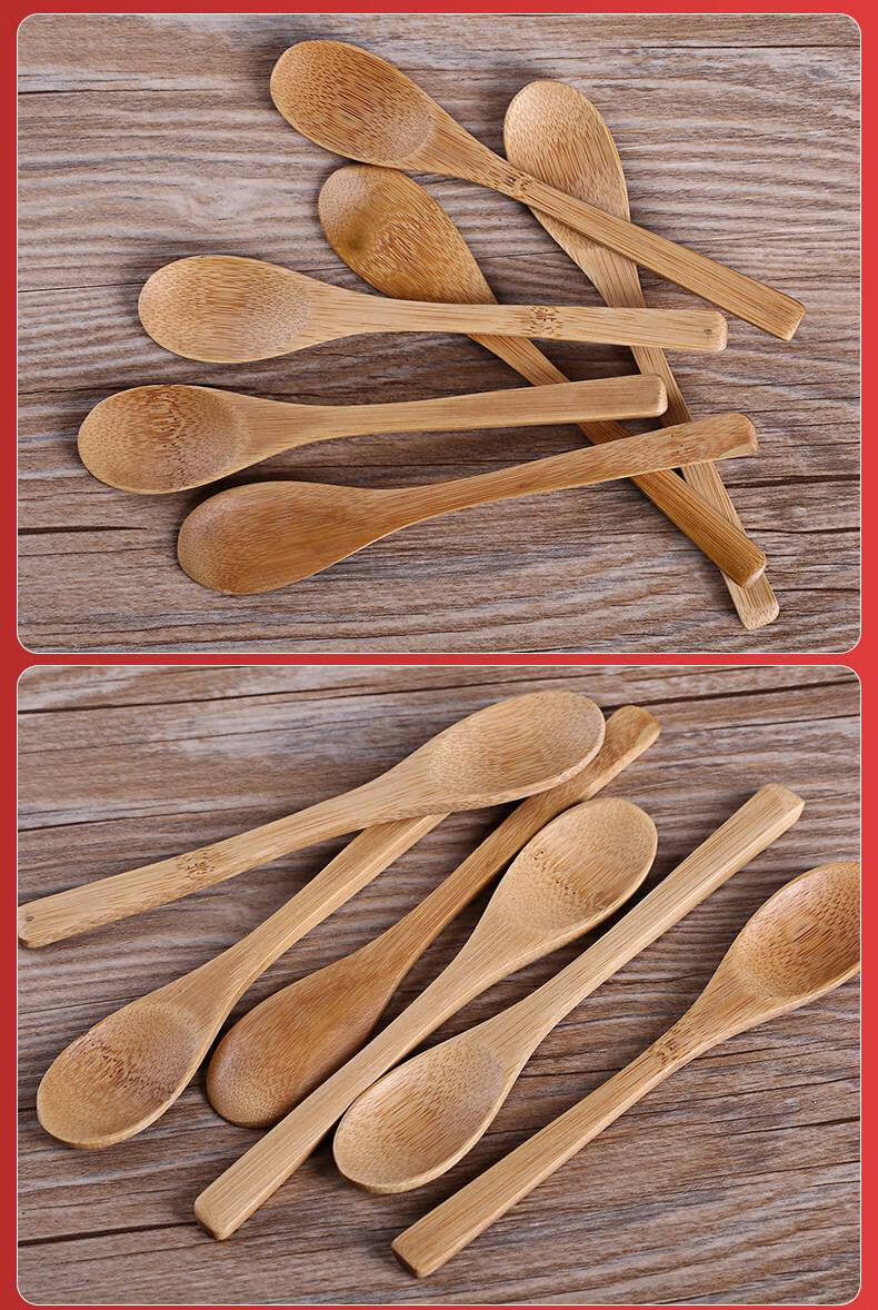 咖啡勺一次性 竹勺竹制木勺子咖啡勺一次性迷你小勺子创意家用蜂蜜勺