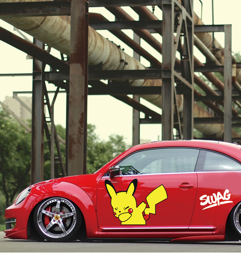 皮卡丘车贴创意个性汽车贴纸卡通大号车门身装饰贴遮挡划痕贴反光